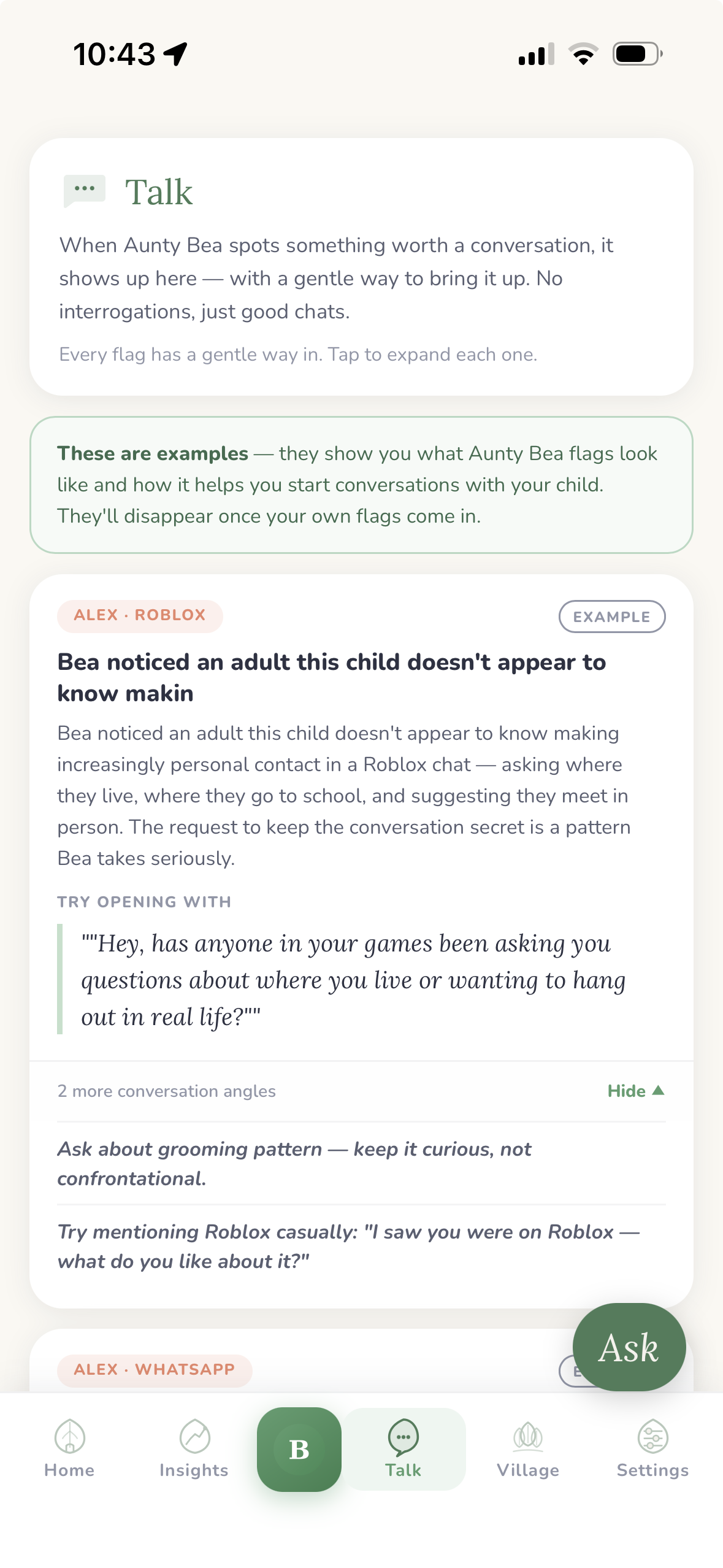 Flag card with conversation angles expanded